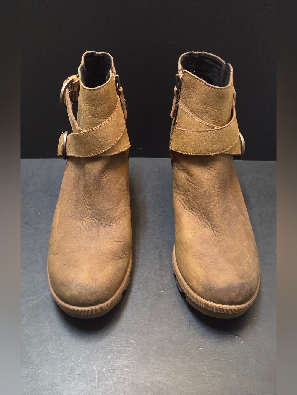 Sorel Joan Of Arctic Waterproof Suede Wedge II Ankle Boot Size 12. Buckled. 0218
